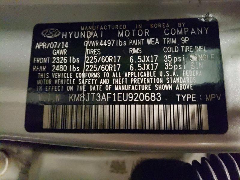 Auction sale of the 2014 Hyundai Tucson, vin: KM8JT3AF1EU920683, lot number: 54761526