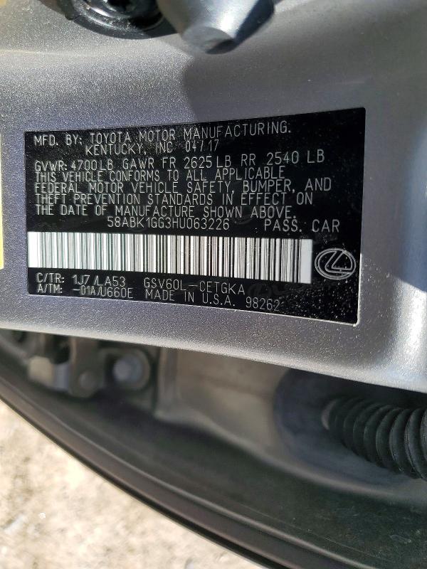 Продажа на аукционе авто 2017 Lexus Es, vin: 58ABK1GG3HU063226, номер лота: 55279976