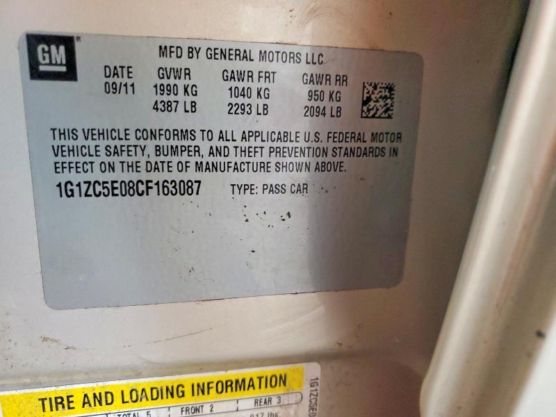55020426 :رقم المزاد ، 1G1ZC5E08CF163087 vin ، 2012 Chevrolet Malibu مزاد بيع