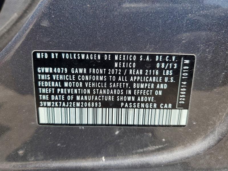 Aukcja sprzedaży 2014 Volkswagen Jetta, vin: 3VW2K7AJ2EM206893, numer aukcji: 54497466