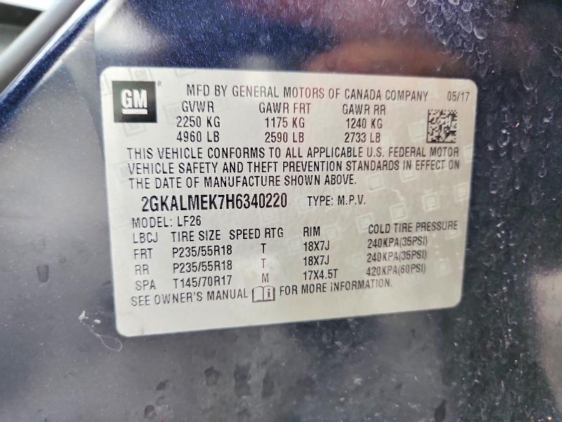Aukcja sprzedaży 2017 Gmc Terrain, vin: 2GKALMEK7H6340220, numer aukcji: 54616556