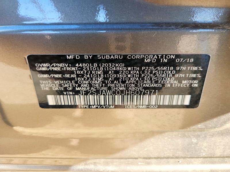 Aukcja sprzedaży 2018 Subaru Forester, vin: JF2SJAWC0JH607971, numer aukcji: 51720286