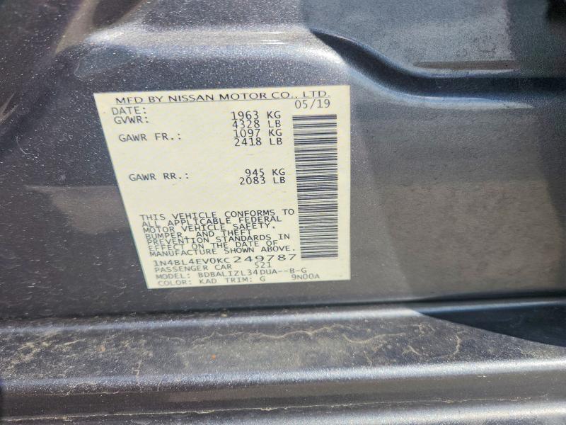 Aukcja sprzedaży 2019 Nissan Altima, vin: 1N4BL4EV0KC249787, numer aukcji: 54182906