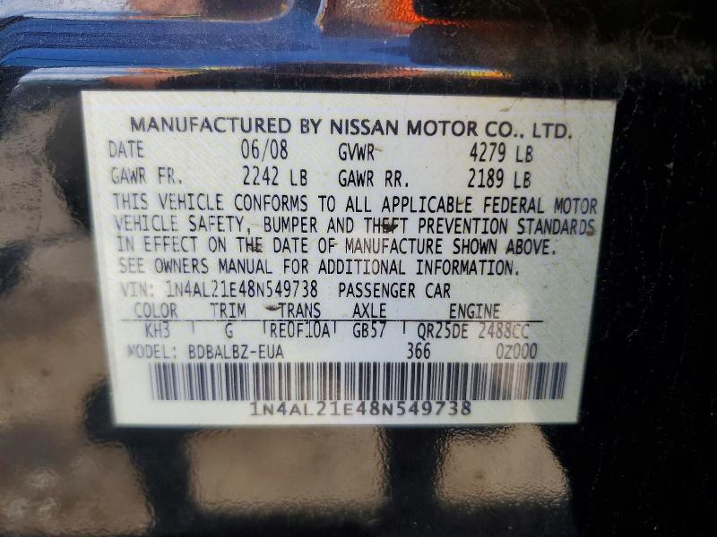 55366226 :رقم المزاد ، 1N4AL21E48N549738 vin ، 2008 Nissan Altima مزاد بيع