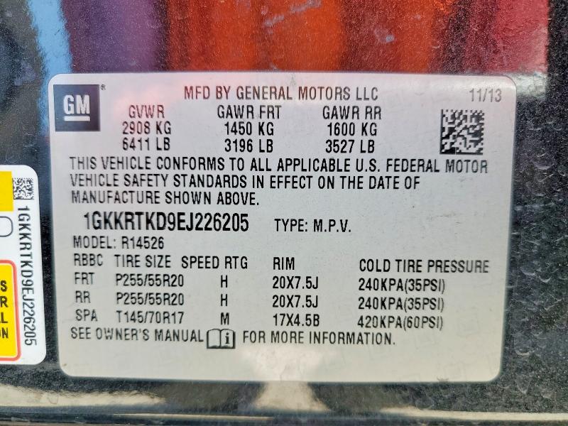2014 Gmc Acadia მანქანა იყიდება აუქციონზე, vin: 1GKKRTKD9EJ226205, აუქციონის ნომერი: 55049406