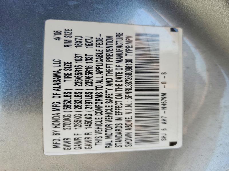 Продаж на аукціоні авто 2006 Honda Odyssey, vin: 5FNRL38726B096130, номер лоту: 52261146