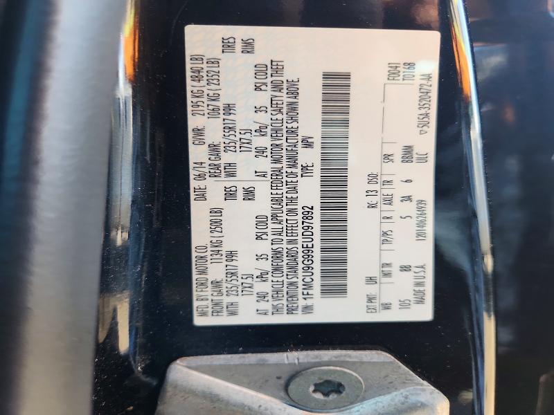 2014 Ford Escape მანქანა იყიდება აუქციონზე, vin: 1FMCU9G99EUD97892, აუქციონის ნომერი: 54212246