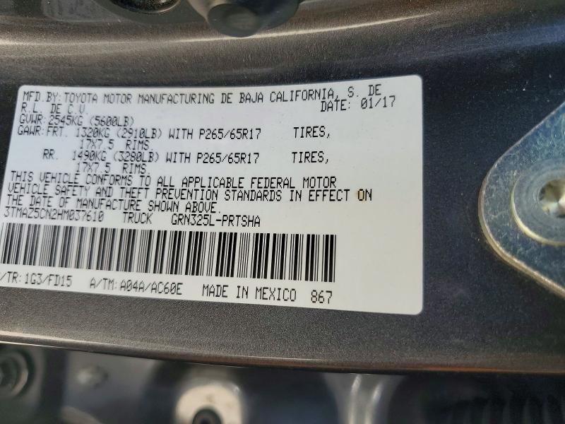 Продажа на аукционе авто 2017 Toyota Tacoma, vin: 3TMAZ5CN2HM037610, номер лота: 51965446