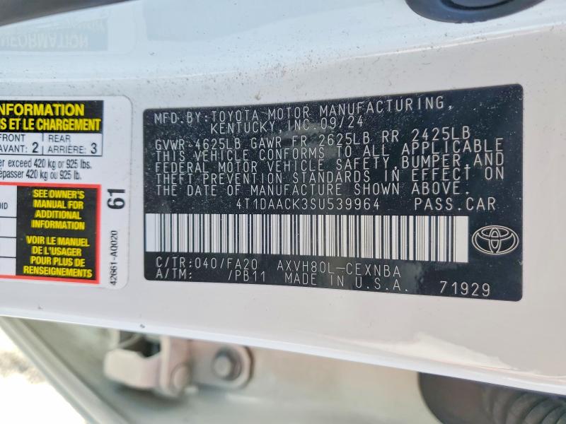 53160746 :رقم المزاد ، 4T1DAACK3SU539964 vin ، 2025 Toyota Camry مزاد بيع