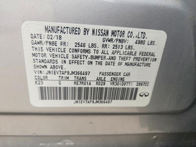 52502046 :رقم المزاد ، JN1EV7AP9JM366497 vin ، 2018 Infiniti Q50 مزاد بيع