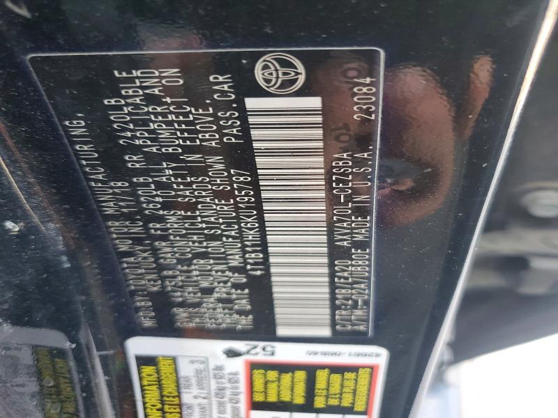 2019 Toyota Camry მანქანა იყიდება აუქციონზე, vin: 4T1B11HK6KU195787, აუქციონის ნომერი: 55175286