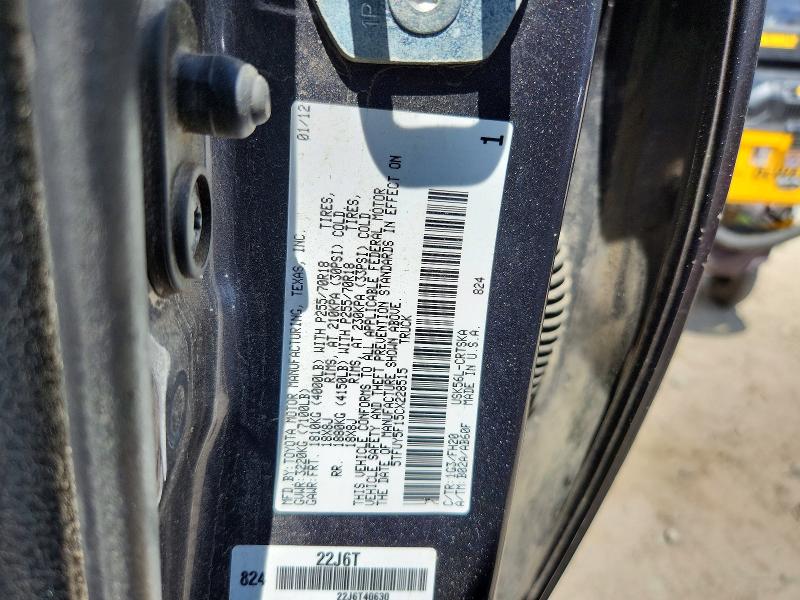 52851686 :رقم المزاد ، 5TFUY5F15CX228515 vin ، 2012 Toyota Tundra مزاد بيع