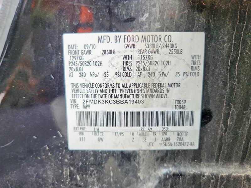52891086 :رقم المزاد ، 2FMDK3KC3BBA19403 vin ، 2011 Ford Edge مزاد بيع