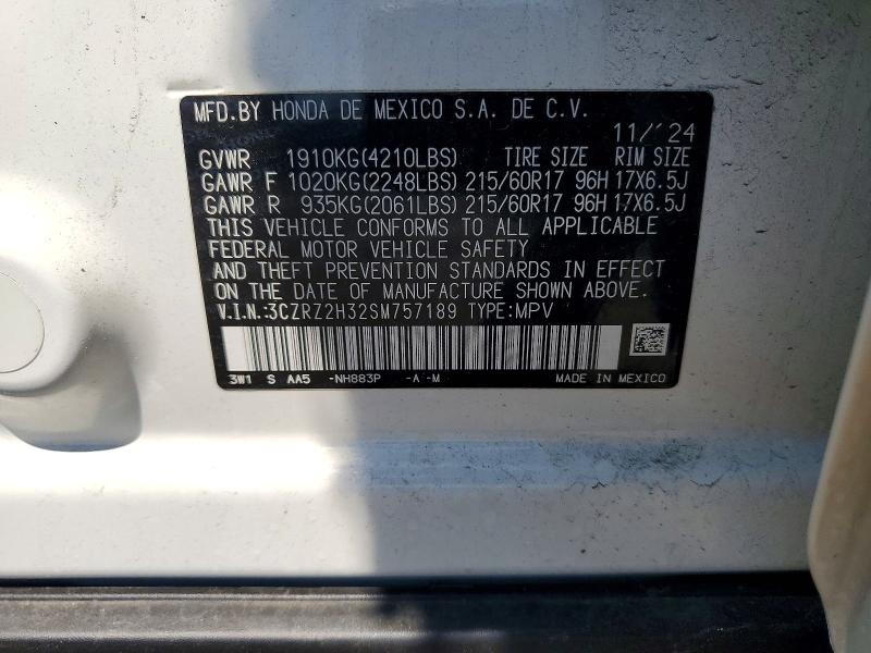 Продажа на аукционе авто 2025 Honda Hr-v, vin: 3CZRZ2H32SM757189, номер лота: 54275256