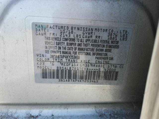 53966996 :رقم المزاد ، 3N1AB7AP4KY253465 vin ، 2019 Nissan Sentra مزاد بيع