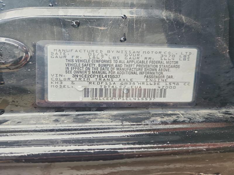 2014 Nissan Versa Note მანქანა იყიდება აუქციონზე, vin: 3N1CE2CP1EL415537, აუქციონის ნომერი: 53844436