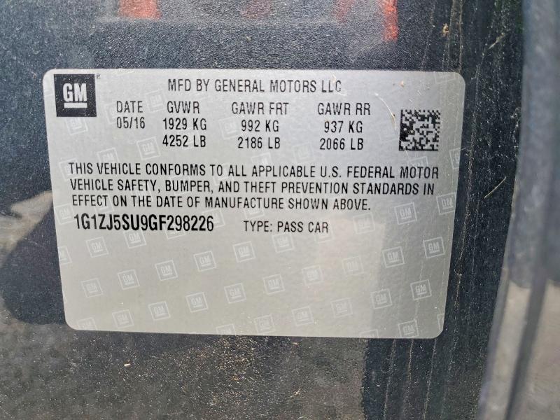 2016 Chevrolet Malibu მანქანა იყიდება აუქციონზე, vin: 1G1ZJ5SU9GF298226, აუქციონის ნომერი: 55240336