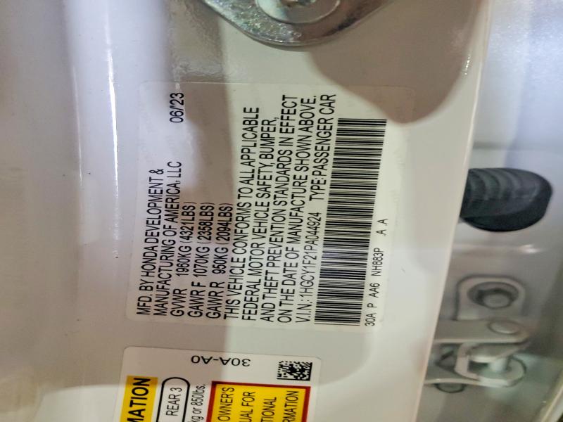 54202676 :رقم المزاد ، 1HGCY1F21PA044924 vin ، 2023 Honda Accord مزاد بيع
