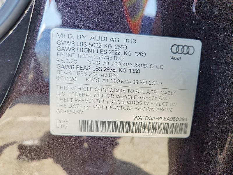 53718526 :رقم المزاد ، WA1DGAFP5EA050394 vin ، 2014 Audi Q5 مزاد بيع