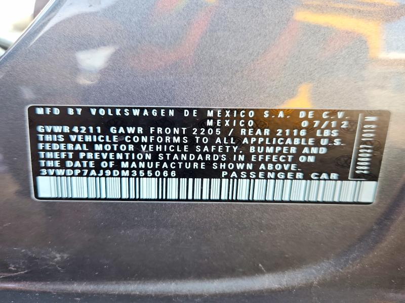 Aukcja sprzedaży 2013 Volkswagen Jetta, vin: 3VWDP7AJ9DM355066, numer aukcji: 53787286