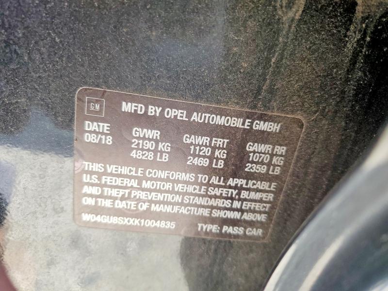 50896296 :رقم المزاد ، W04GU8SXXK1004835 vin ، 2019 Buick Regal Tourx مزاد بيع