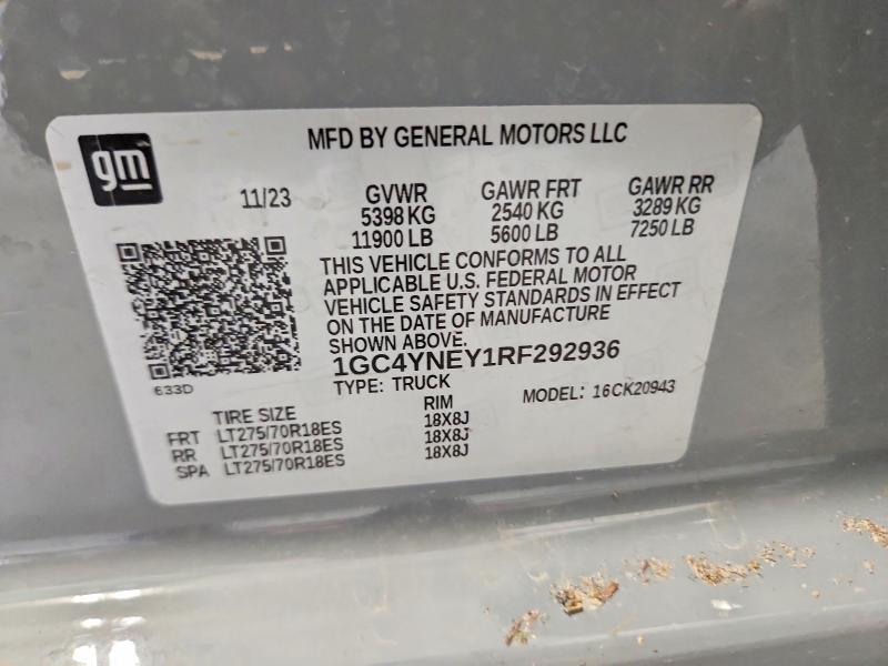 2024 Chevrolet Silverado მანქანა იყიდება აუქციონზე, vin: 1GC4YNEY1RF292936, აუქციონის ნომერი: 55006806
