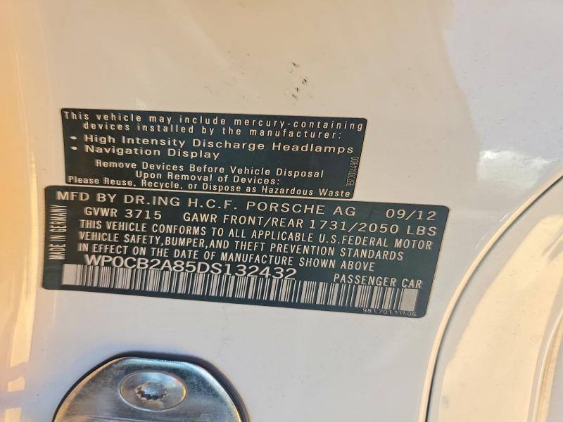 Продаж на аукціоні авто 2013 Porsche Boxster, vin: WP0CB2A85DS132432, номер лоту: 53559526