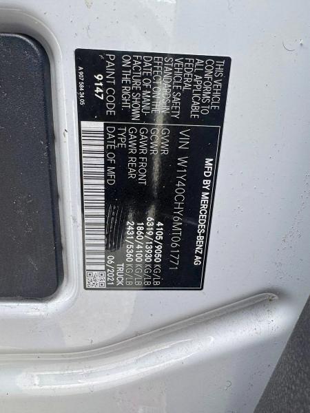 2021 Mercedes-benz Sprinter მანქანა იყიდება აუქციონზე, vin: W1Y40CHY6MT061771, აუქციონის ნომერი: 54686506