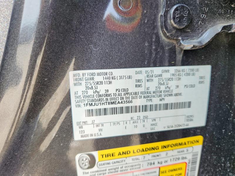 2021 Ford Expedition მანქანა იყიდება აუქციონზე, vin: 1FMJU1HT8MEA43566, აუქციონის ნომერი: 52064586
