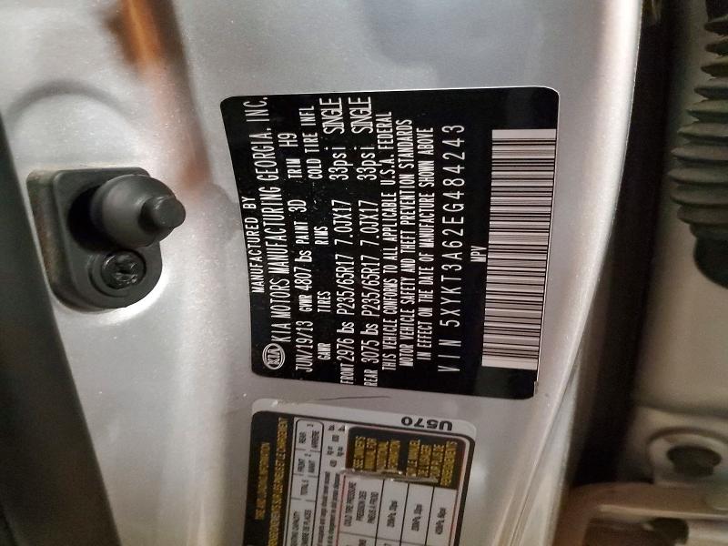 Продаж на аукціоні авто 2014 Kia Sorento, vin: 5XYKT3A62EG484243, номер лоту: 54611786