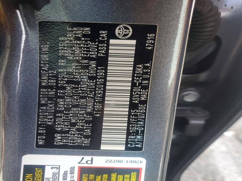 Продажа на аукционе авто 2012 Toyota Camry, vin: 4T1BF1FK9CU161901, номер лота: 52951406