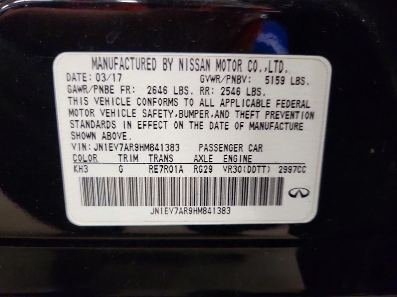 54695946 :رقم المزاد ، JN1EV7AR9HM841383 vin ، 2017 Infiniti Q50 مزاد بيع
