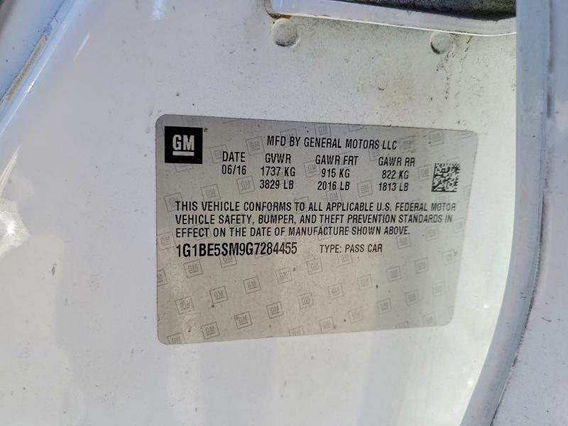 Продаж на аукціоні авто 2016 Chevrolet Cruze, vin: 1G1BE5SM9G7284455, номер лоту: 53763096