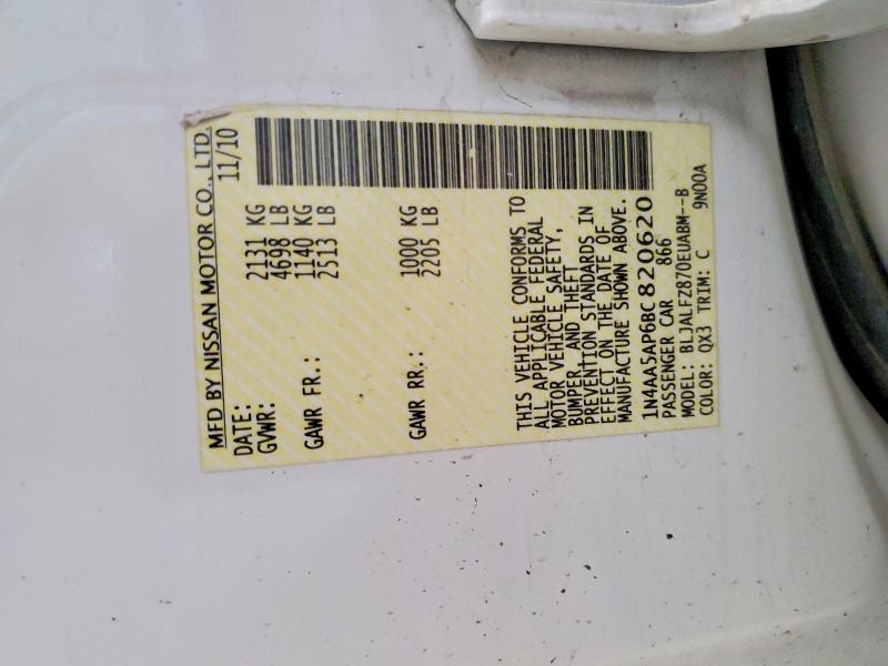 Aukcja sprzedaży 2011 Nissan Maxima, vin: 1N4AA5AP6BC820620, numer aukcji: 54819696