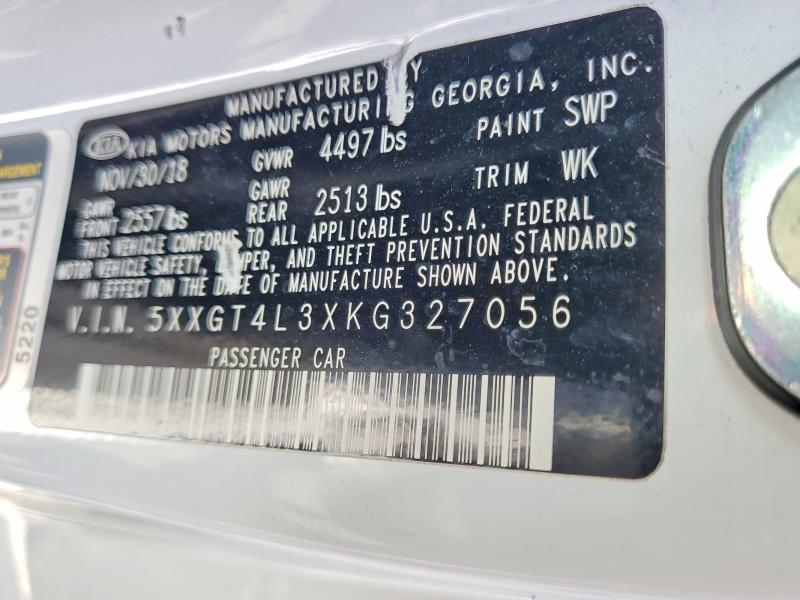 54637166 :رقم المزاد ، 5XXGT4L3XKG327056 vin ، 2019 Kia Optima مزاد بيع