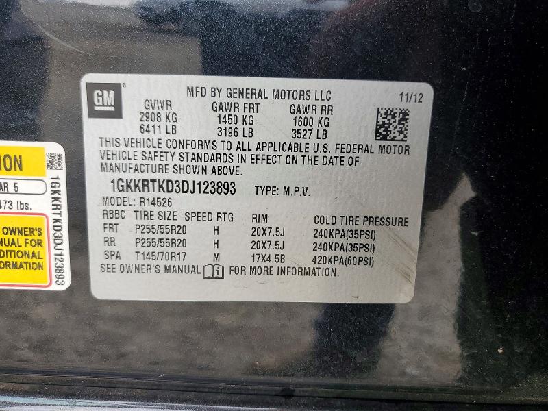 Auction sale of the 2013 Gmc Acadia, vin: 1GKKRTKD3DJ123893, lot number: 54347646