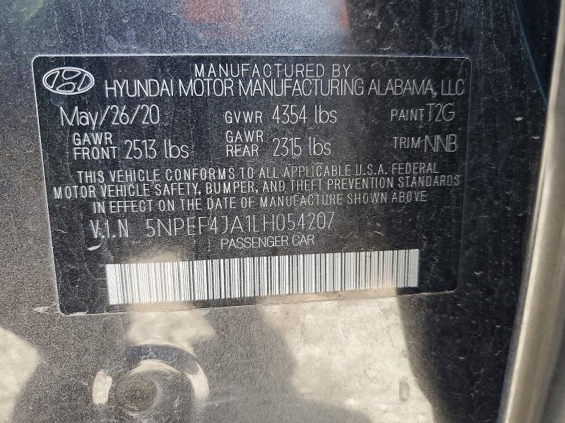 2020 Hyundai Sonata მანქანა იყიდება აუქციონზე, vin: 5NPEF4JA1LH054207, აუქციონის ნომერი: 54701836