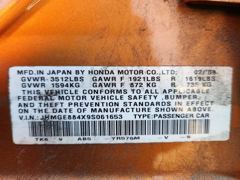 Продаж на аукціоні авто 2009 Honda Fit, vin: JHMGE884X9S061653, номер лоту: 51970726