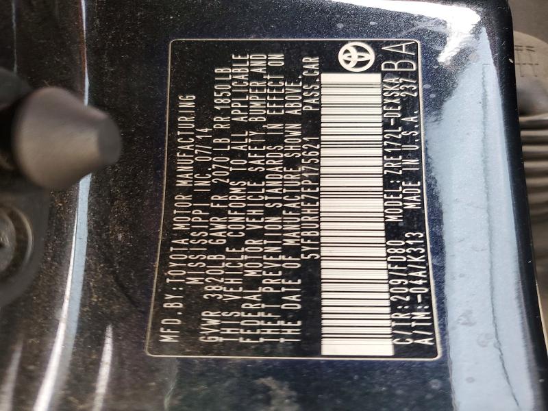 Aukcja sprzedaży 2014 Toyota Corolla, vin: 5YFBURHE7EP175621, numer aukcji: 53373076