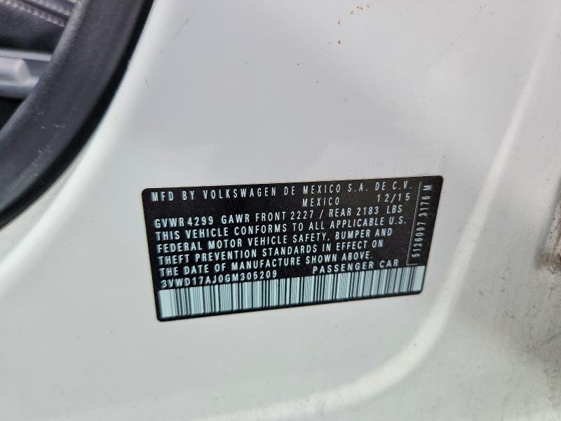 52676576 :رقم المزاد ، 3VWD17AJ0GM305209 vin ، 2016 Volkswagen Jetta مزاد بيع