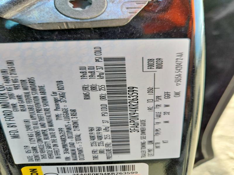 Aukcja sprzedaży 2019 Ford Fusion, vin: 3FA6P0K94KR263599, numer aukcji: 52325316