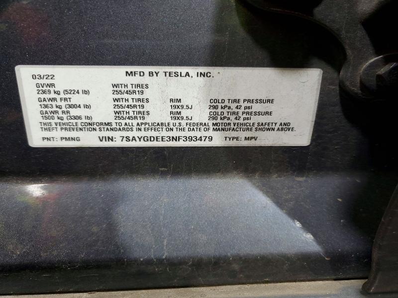 Aukcja sprzedaży 2022 Tesla Model Y, vin: 7SAYGDEE3NF393479, numer aukcji: 54128256