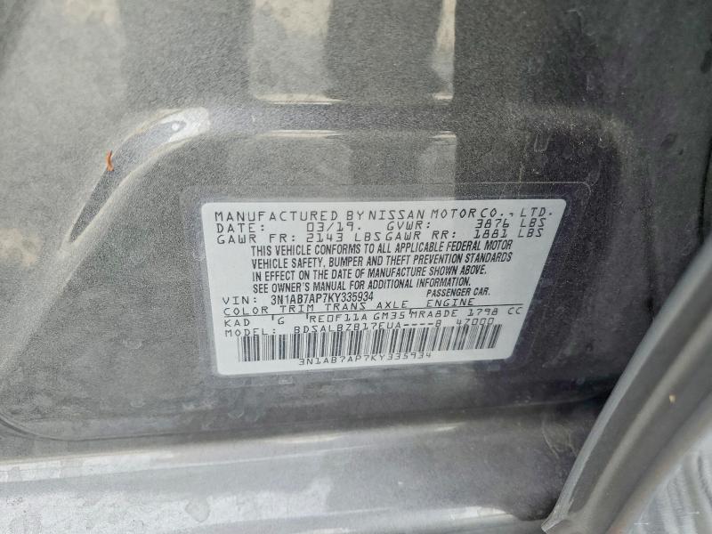Aukcja sprzedaży 2019 Nissan Sentra, vin: 3N1AB7AP7KY335934, numer aukcji: 50814996