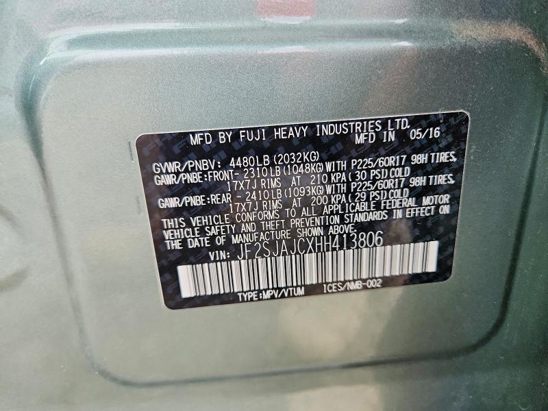 52341536 :رقم المزاد ، JF2SJAJCXHH413806 vin ، 2017 Subaru Forester مزاد بيع