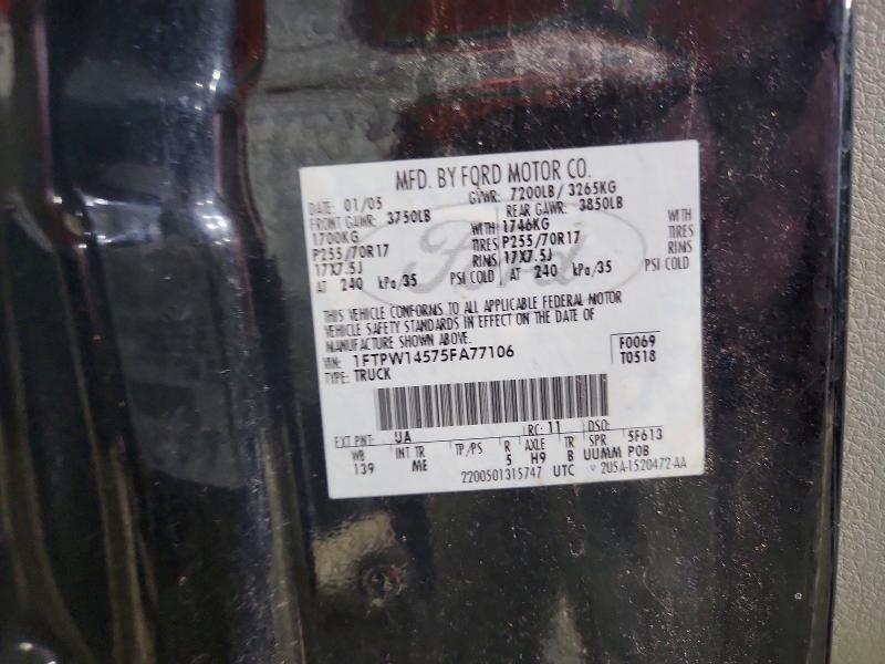 53974476 :رقم المزاد ، 1FTPW14575FA77106 vin ، 2005 Ford F150 مزاد بيع