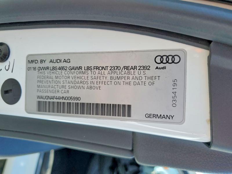 Продажа на аукционе авто 2017 Audi A4, vin: WAUGNAF44HN005990, номер лота: 52588936