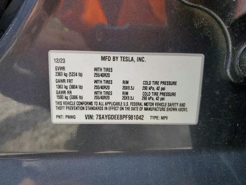 2023 Tesla Model Y მანქანა იყიდება აუქციონზე, vin: 7SAYGDEE8PF981042, აუქციონის ნომერი: 53264596