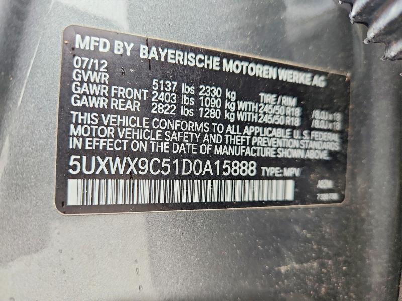 Aukcja sprzedaży 2013 Bmw X3, vin: 5UXWX9C51D0A15888, numer aukcji: 53792026