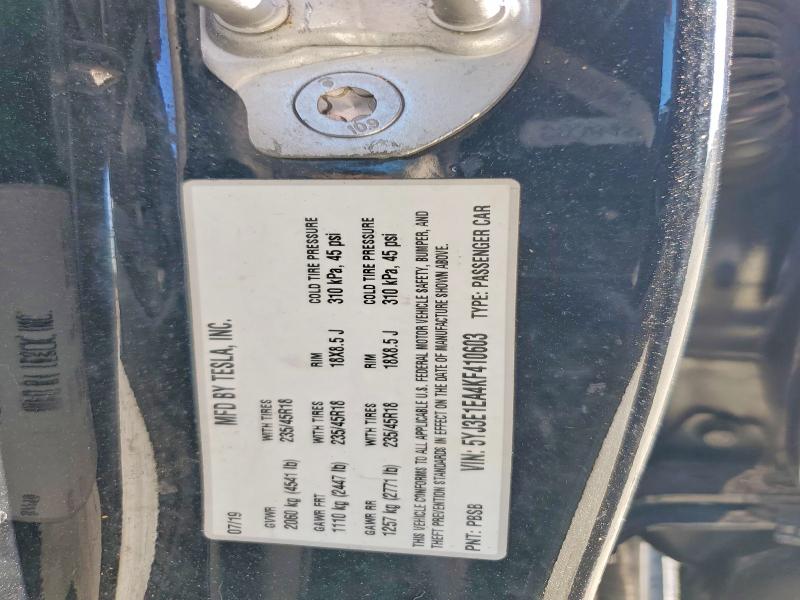 Продаж на аукціоні авто 2019 Tesla Model 3, vin: 5YJ3E1EA4KF410603, номер лоту: 52166766