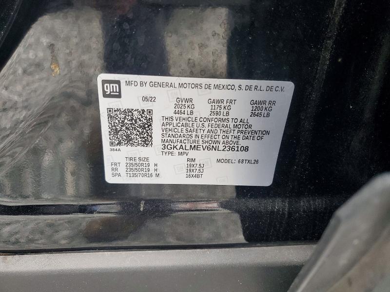 Aukcja sprzedaży 2022 Gmc Terrain, vin: 3GKALMEV6NL236108, numer aukcji: 51665306